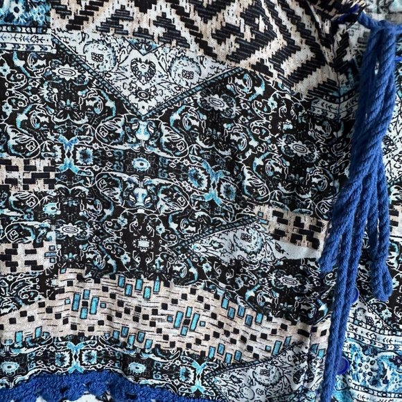 JAASE Blue‎ Geometric Shape Boho Printed Ladies Babydoll Long Sleeve Dress, S - Picture 5 of 5